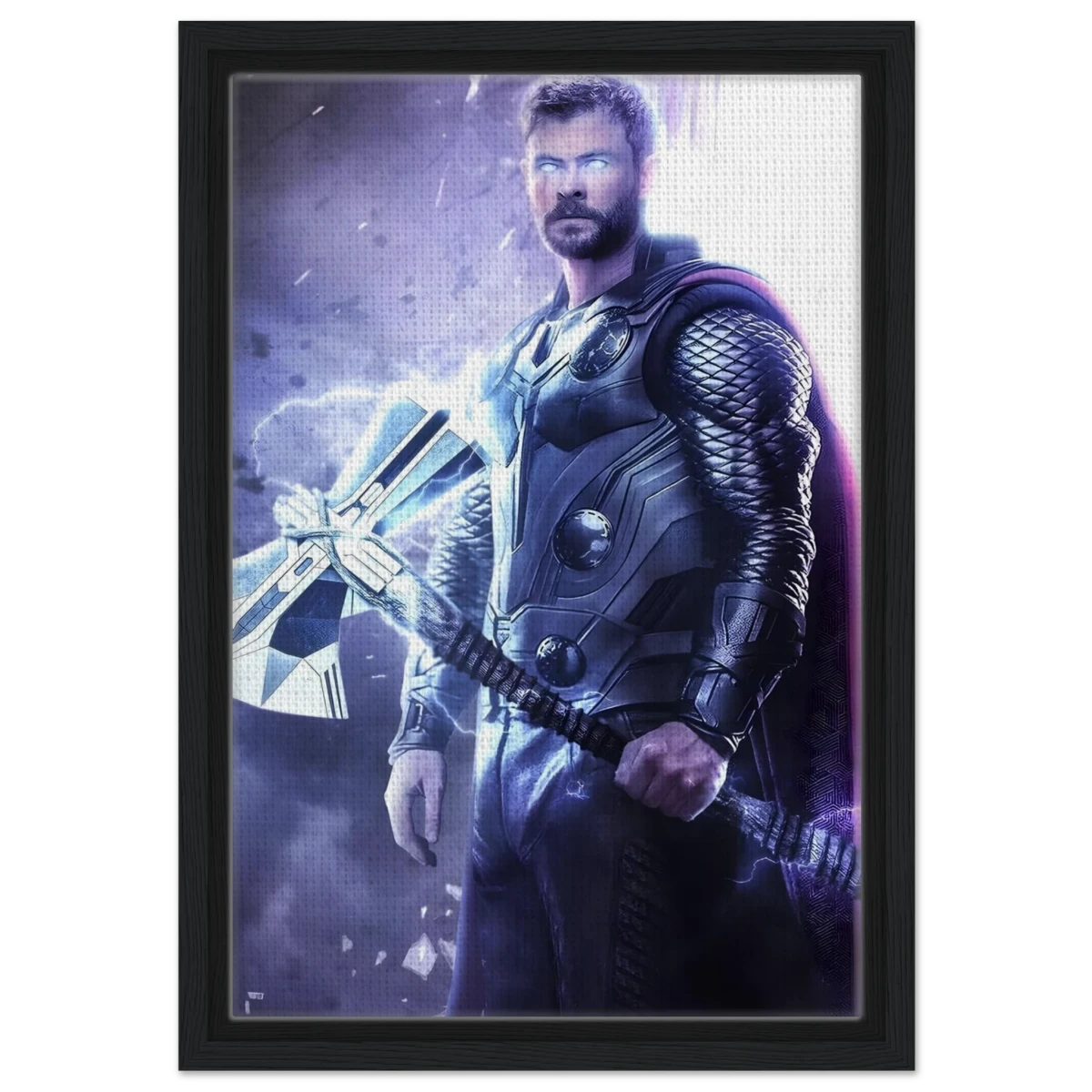 "God of Thunder: Ascension" – Epic Digital Fantasy Art Print - Framed Canvas - 30x45 cm / 12x18″ - Black frame