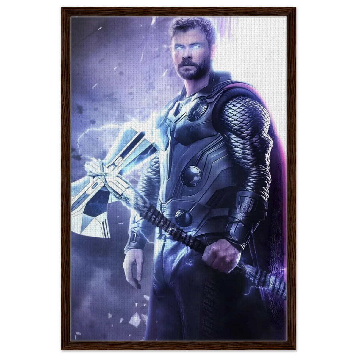 "God of Thunder: Ascension" – Epic Digital Fantasy Art Print - Framed Canvas - 60x90 cm / 24x36″ - Dark wood frame