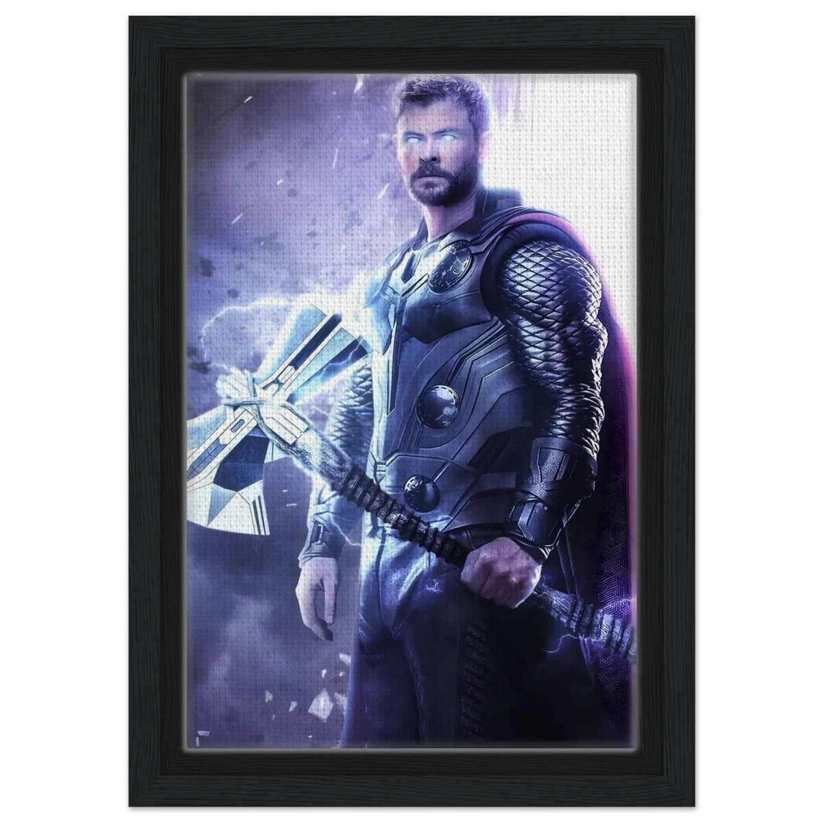 "God of Thunder: Ascension" – Epic Digital Fantasy Art Print - Framed Canvas - 20x30 cm / 8x12″ - Black frame