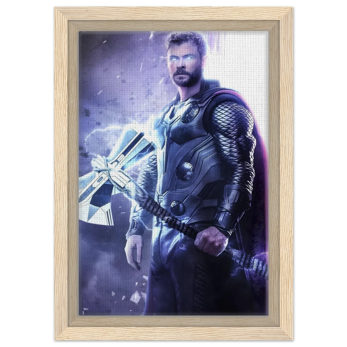 "God of Thunder: Ascension" – Epic Digital Fantasy Art Print - Framed Canvas - 20x30 cm / 8x12″ - Wood frame