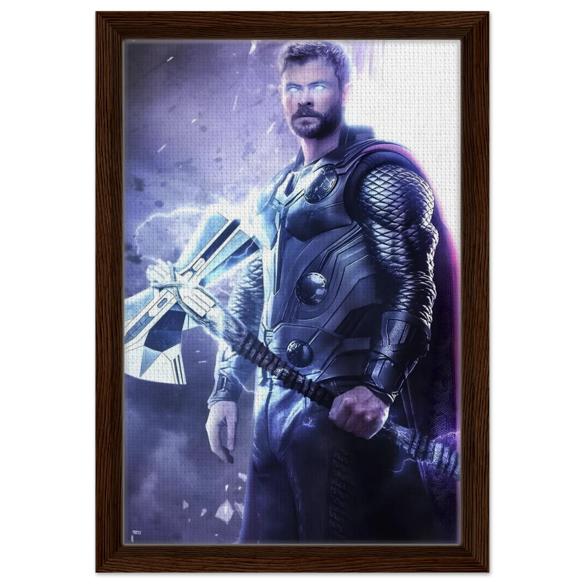 "God of Thunder: Ascension" – Epic Digital Fantasy Art Print - Framed Canvas - 30x45 cm / 12x18″ - Dark wood frame