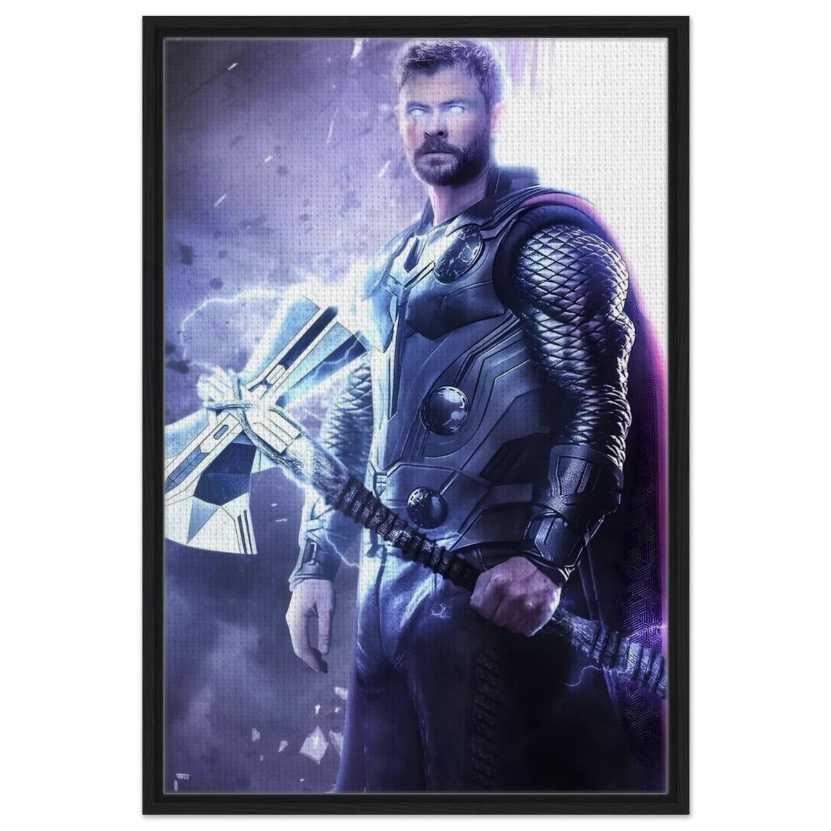 "God of Thunder: Ascension" – Epic Digital Fantasy Art Print - Framed Canvas - 60x90 cm / 24x36″ - Black frame