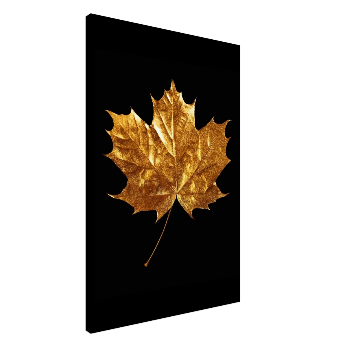 Gold & Black Botanical Leaf Wall Art Set – Premium Stretched Canvas Prints - Design Option 1 - 60x90 cm / 24x36″ -