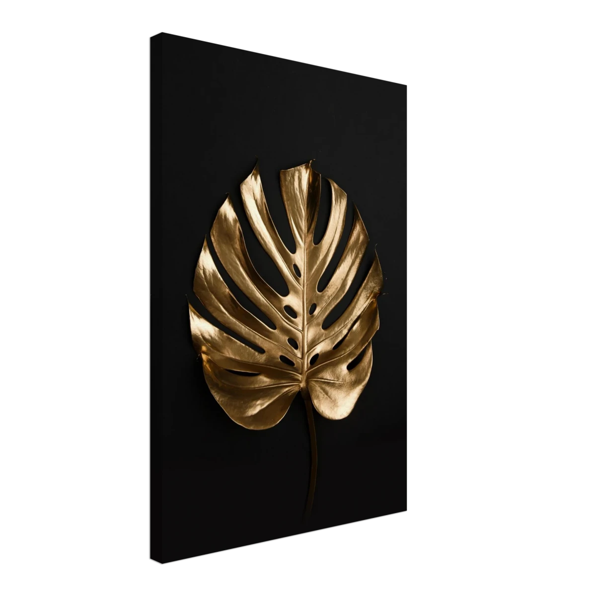 Gold & Black Botanical Leaf Wall Art Set – Premium Stretched Canvas Prints - Design Option 5 - 40x60 cm / 16x24″ -