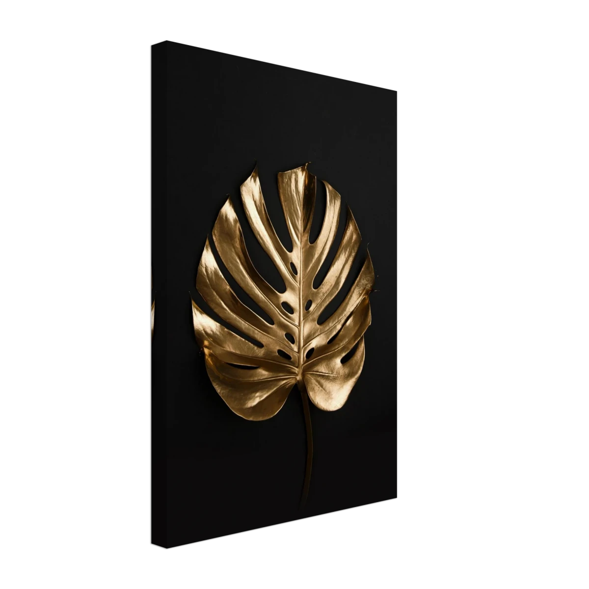 Gold & Black Botanical Leaf Wall Art Set – Premium Stretched Canvas Prints - Design Option 5 - 30x45 cm / 12x18″ -