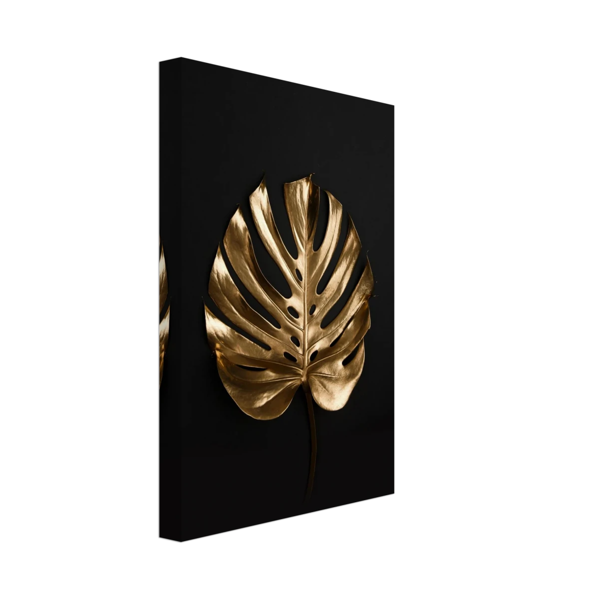 Gold & Black Botanical Leaf Wall Art Set – Premium Stretched Canvas Prints - Design Option 5 - 20x30 cm / 8x12″ -