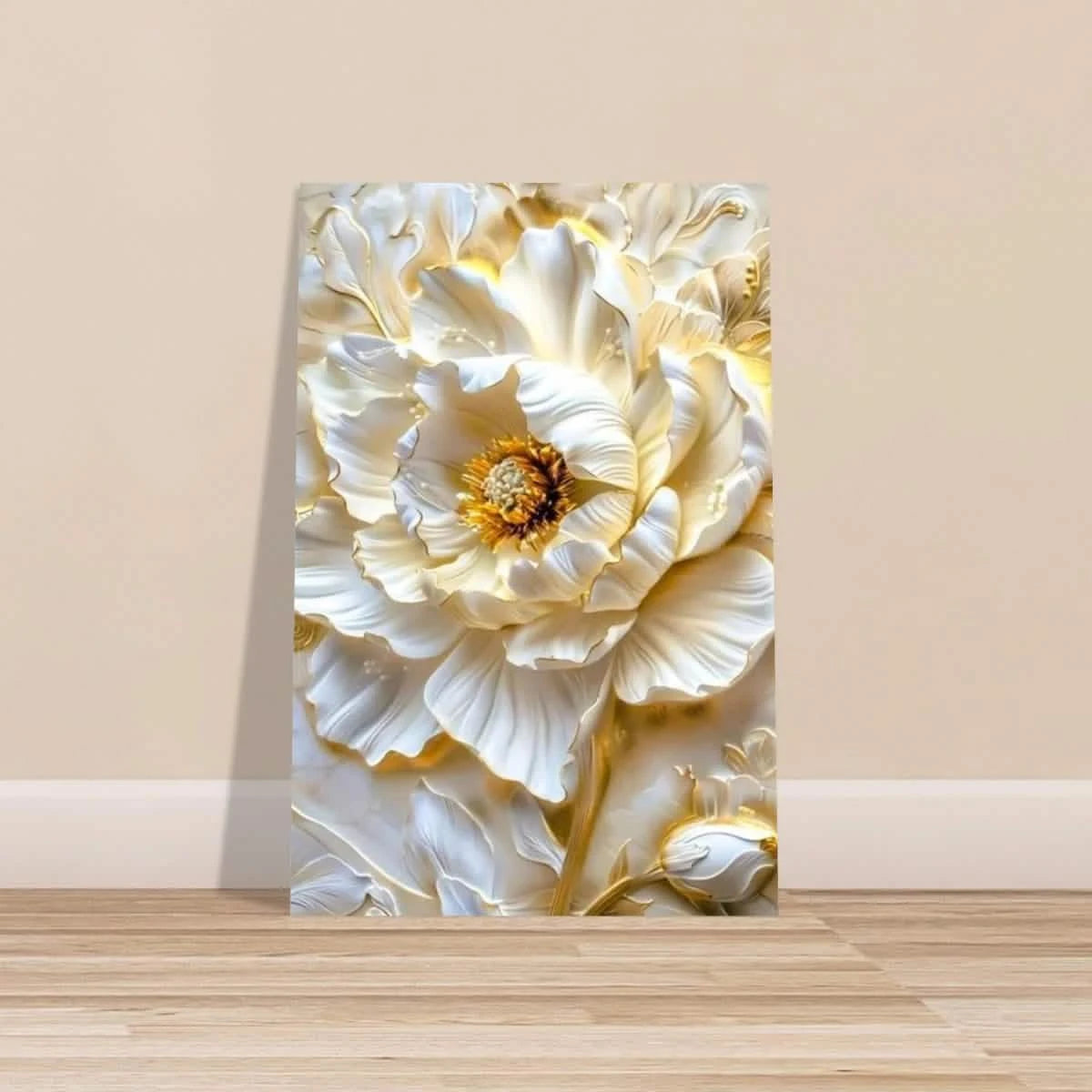 Golden Blossom – A Luxurious Floral Masterpiece | Floral Wall art Print - Aluminum Print - 50x75 cm / 20x30″ -