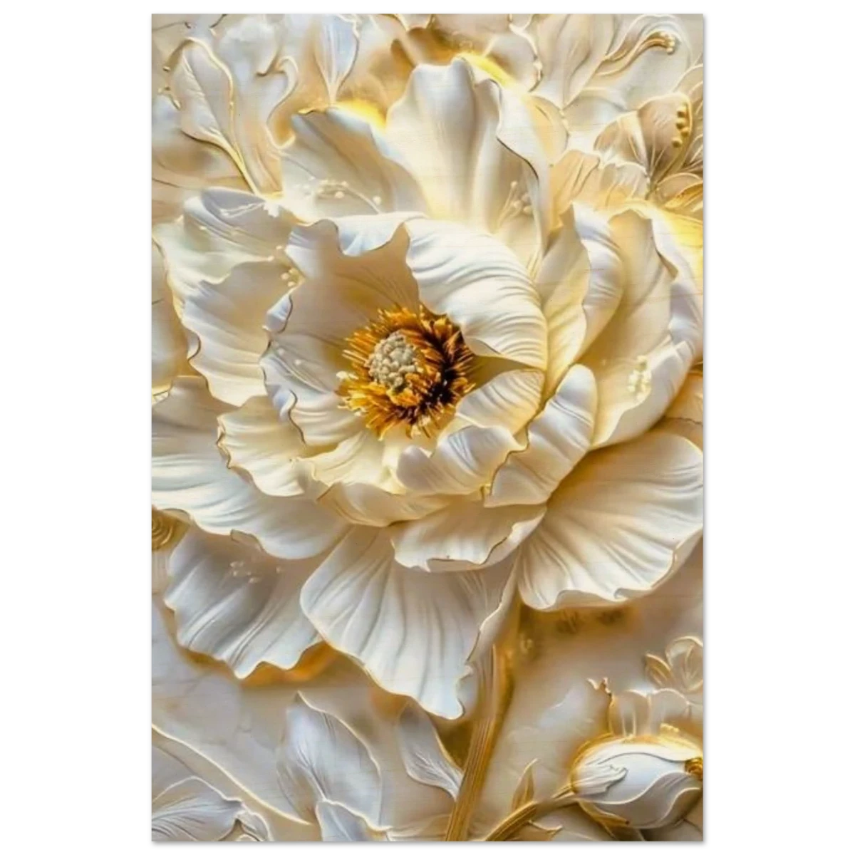 Golden Blossom – A Luxurious Floral Masterpiece | Floral Wall art Print - Wood Prints - 60x90 cm / 24x36″ -