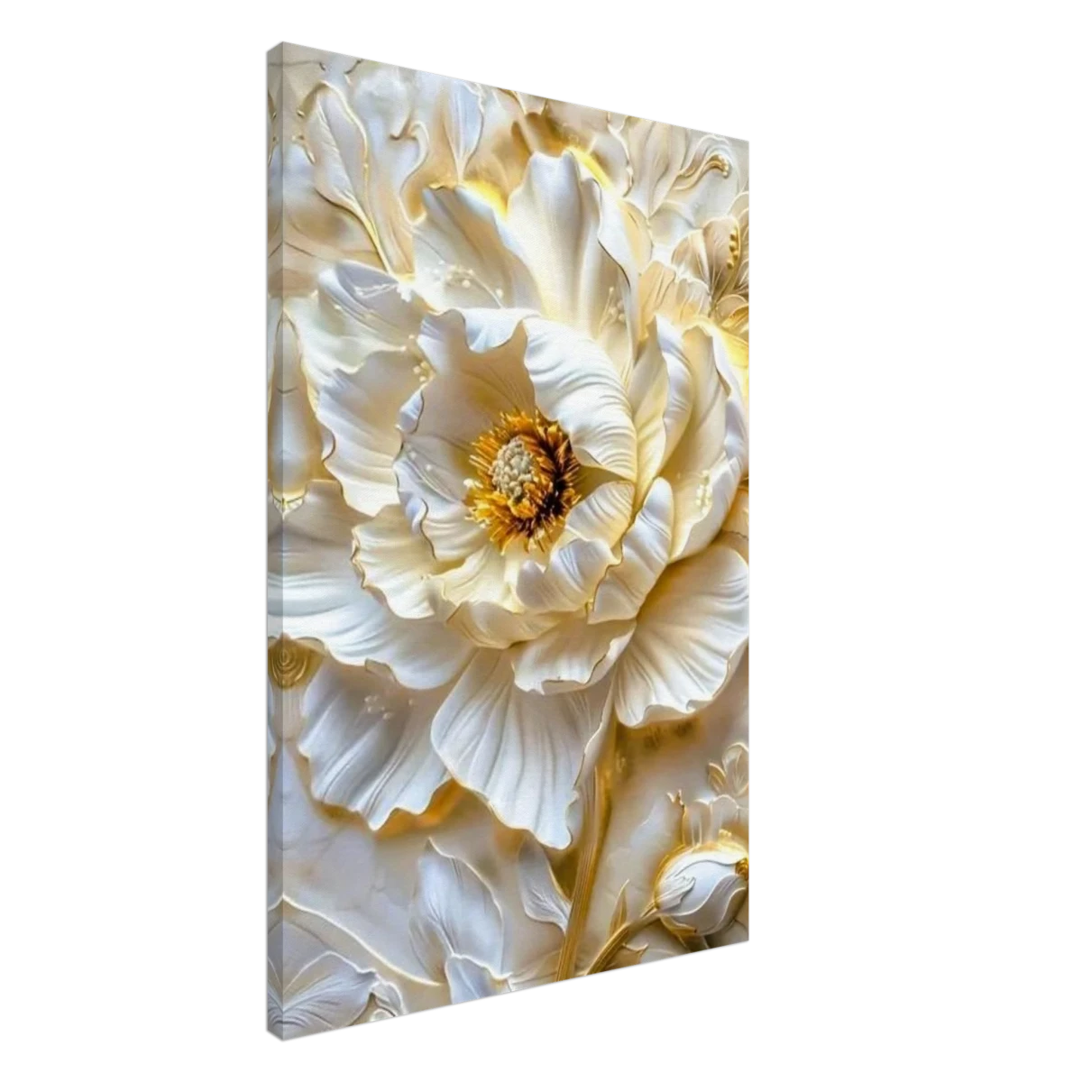 Golden Blossom – A Luxurious Floral Masterpiece | Floral Wall art Print - Canvas - 60x90 cm / 24x36″ -