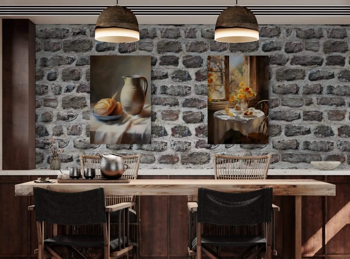 Golden Breakfast Moments | bundle of 2 canvas prints - Canvas - 30X45 CM / 12X18″ -