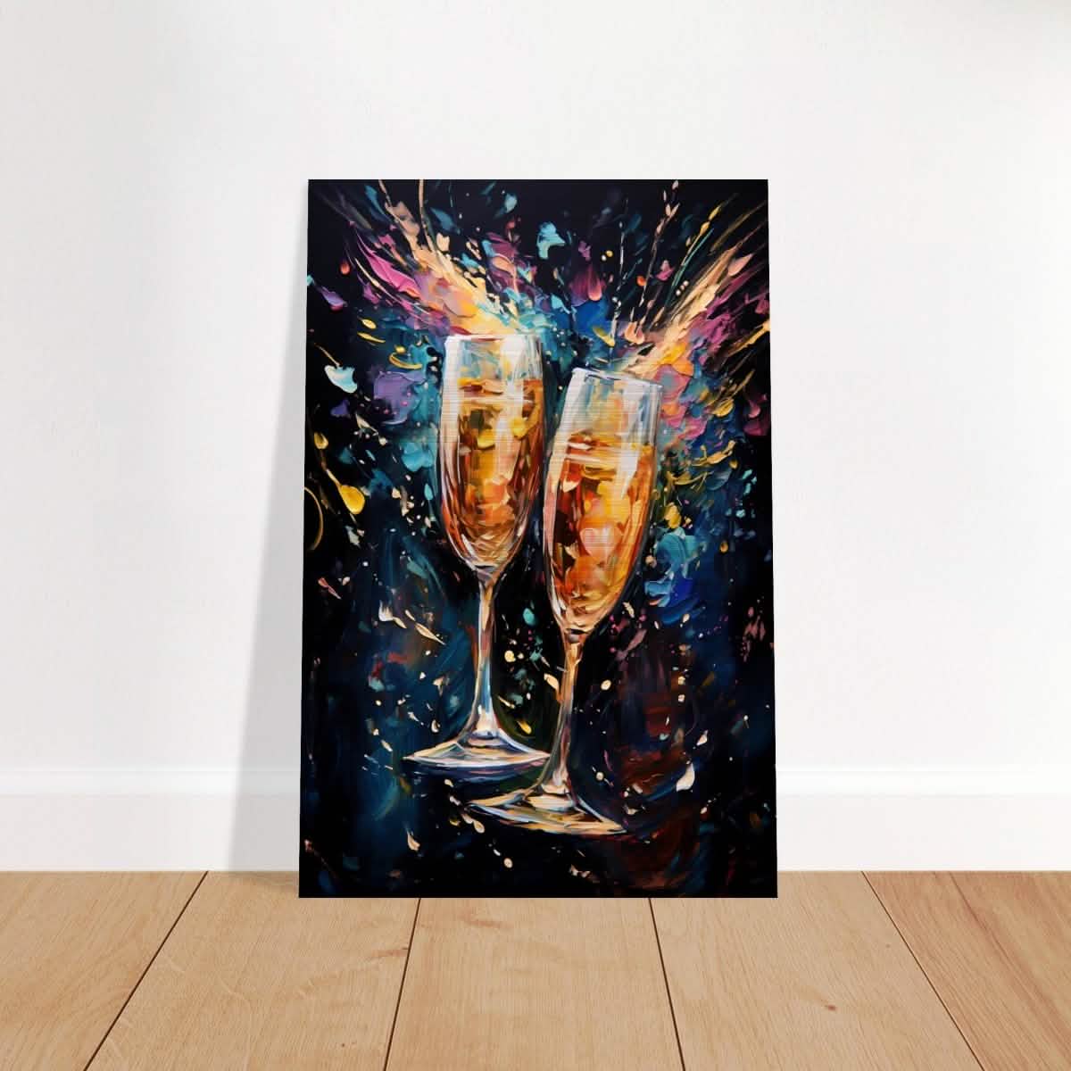 Golden Celebration: Champagne Dreams | Abstract wall art print - Brushed Aluminum Print - 60x90 cm / 24x36″ -