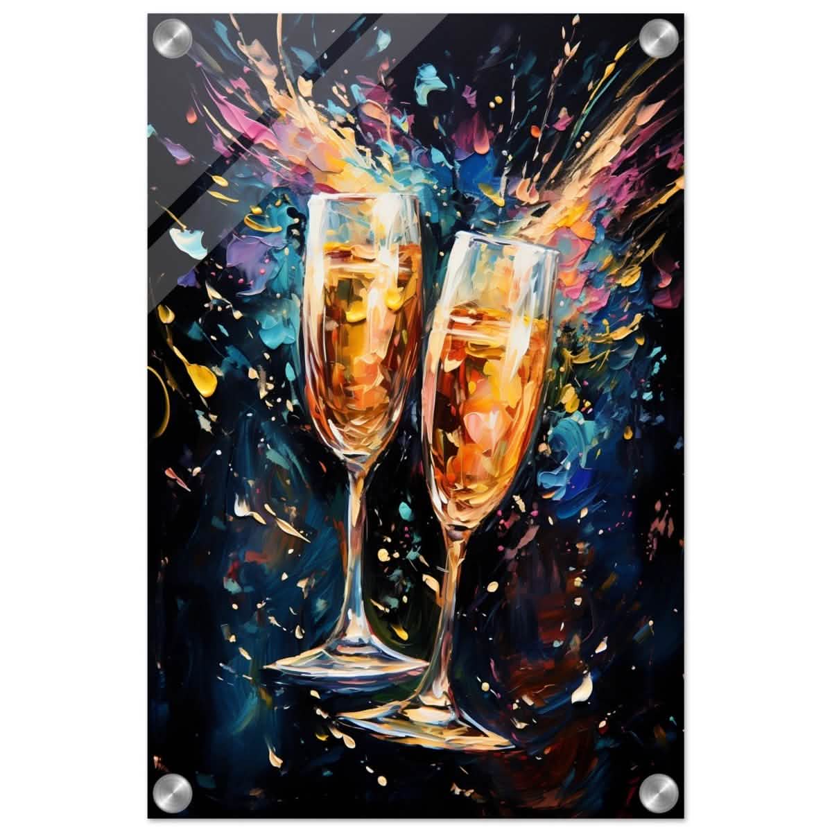 Golden Celebration: Champagne Dreams | Abstract wall art print - Acrylic Print - 30x45 cm / 12x18″ -
