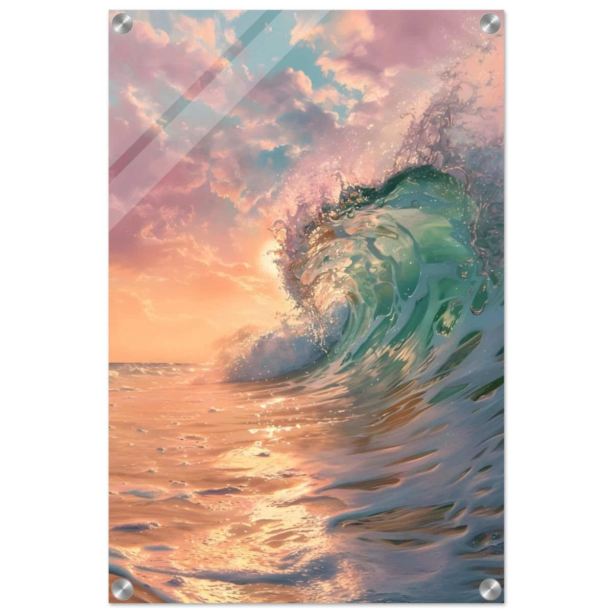 "Golden Curl" – Sunset Ocean Wave Wall Art Print - Acrylic Print - 40x60 cm / 16x24″ -