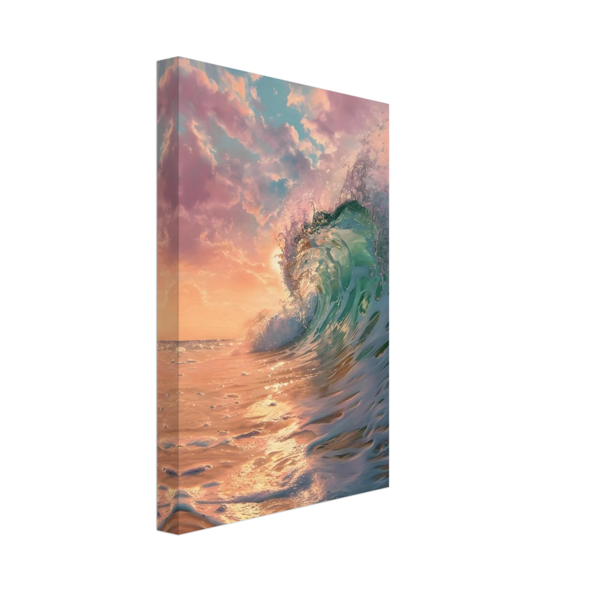 "Golden Curl" – Sunset Ocean Wave Wall Art Print - Canvas - 20x30 cm / 8x12″ -