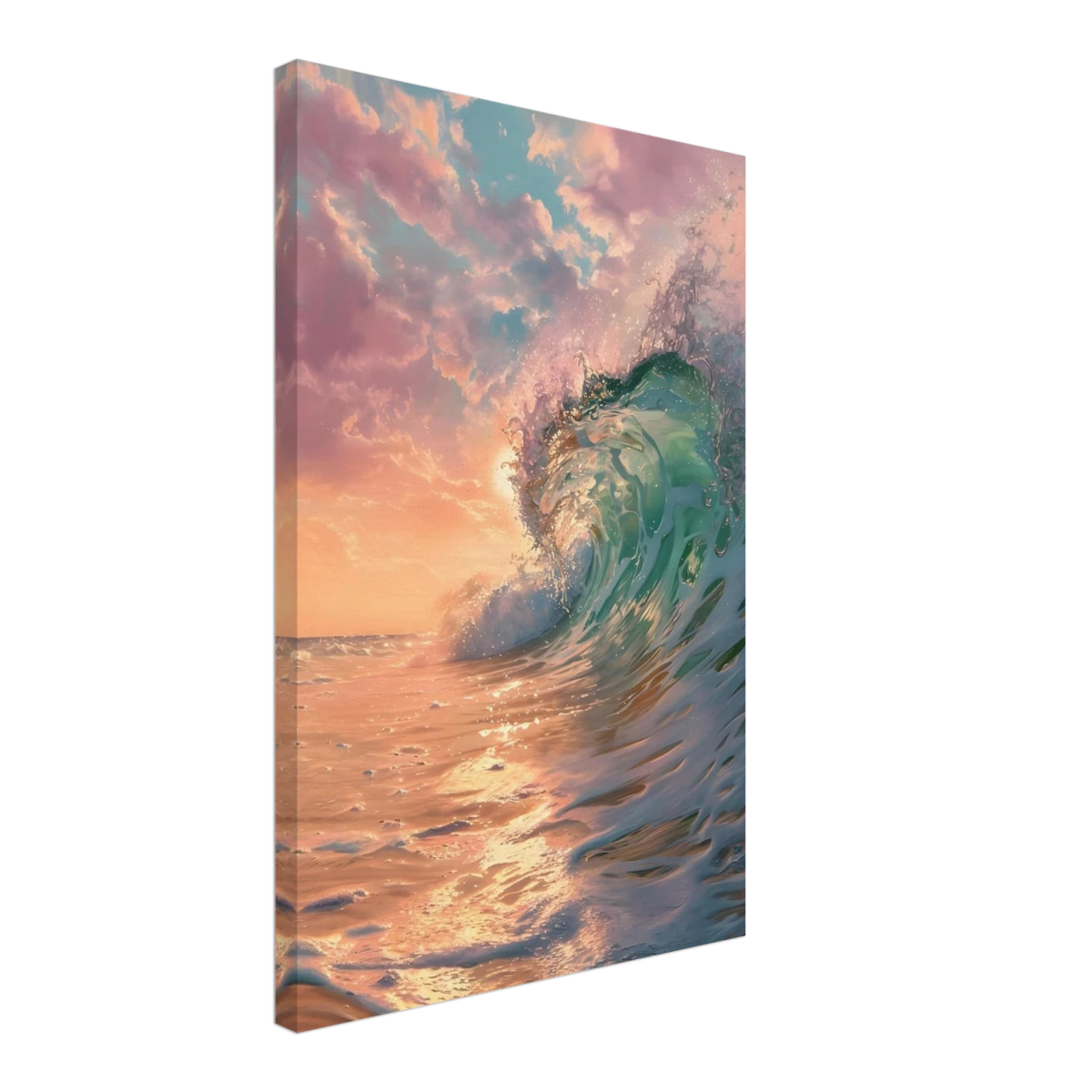 "Golden Curl" – Sunset Ocean Wave Wall Art Print - Canvas - 40x60 cm / 16x24″ -