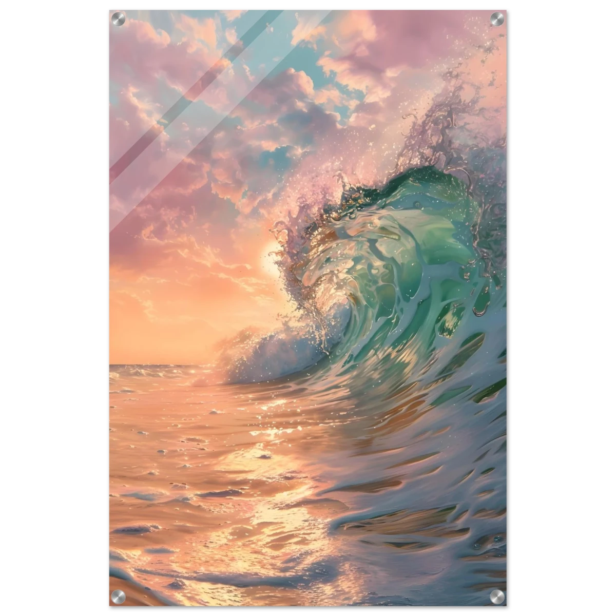 "Golden Curl" – Sunset Ocean Wave Wall Art Print - Acrylic Print - 60x90 cm / 24x36″ -