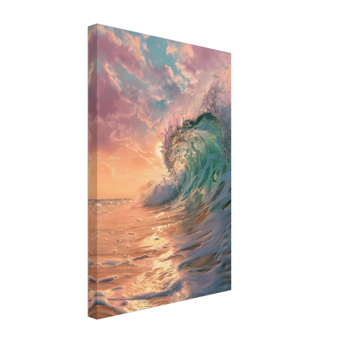"Golden Curl" – Sunset Ocean Wave Wall Art Print - Canvas - 30x45 cm / 12x18″ -