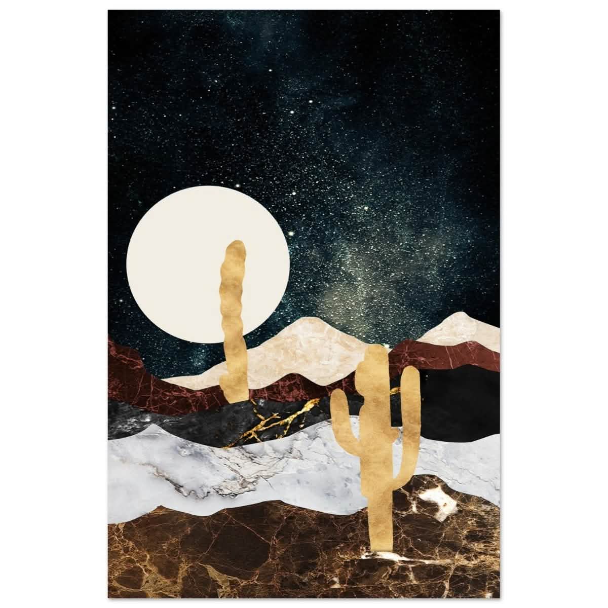 Golden Desert Night | Cosmic Minimalist Art - Aluminum Print - 50x75 cm / 20x30″ -