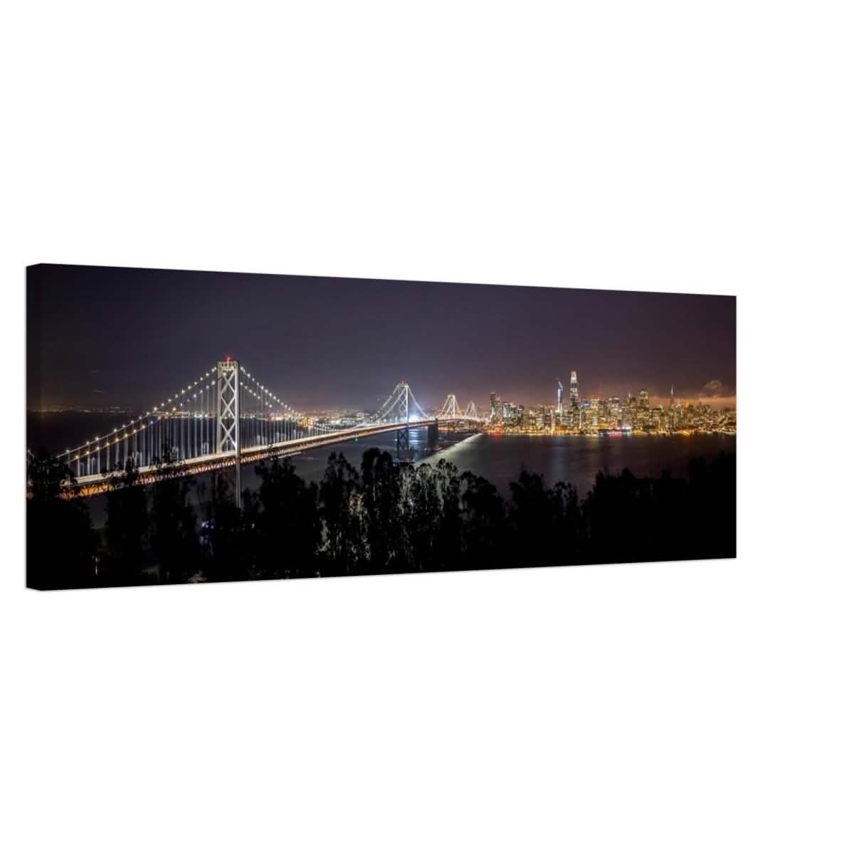Golden Gateway - The San Francisco Skyline at Dusk | Panoramic 30x90 cm/ 12x36″ - Canvas -