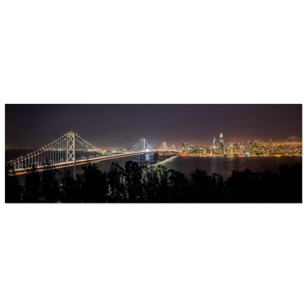 Golden Gateway - The San Francisco Skyline at Dusk | Panoramic 30x90 cm/ 12x36″ - Wood Prints -