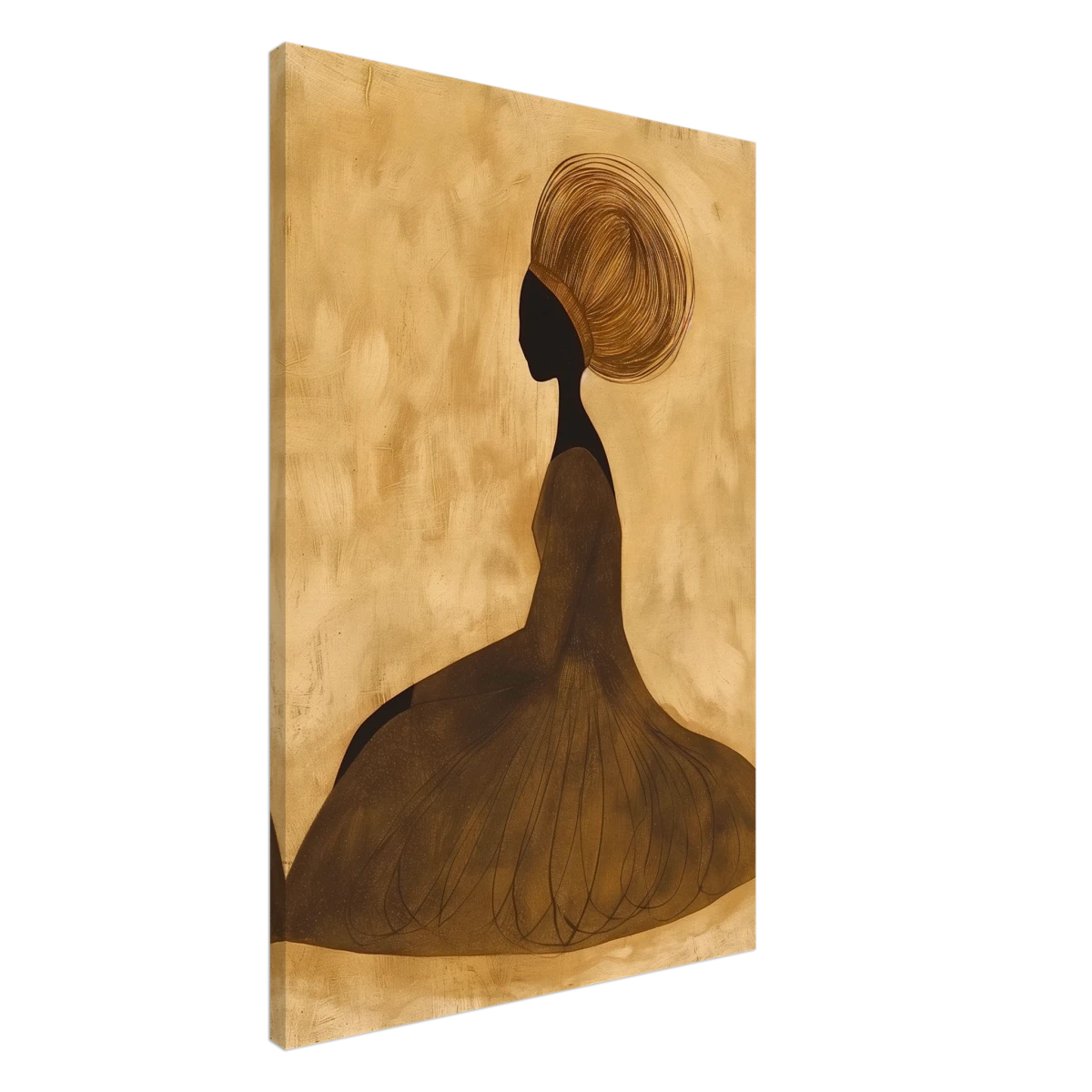 Golden Grace – Afrocentric Minimalist Silhouette Wall Art Print - Canvas - 60x90 cm / 24x36″ -