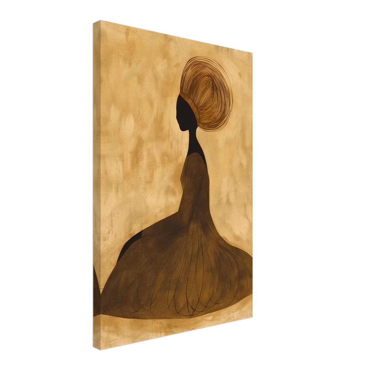 Golden Grace – Afrocentric Minimalist Silhouette Wall Art Print - Canvas - 40x60 cm / 16x24″ -