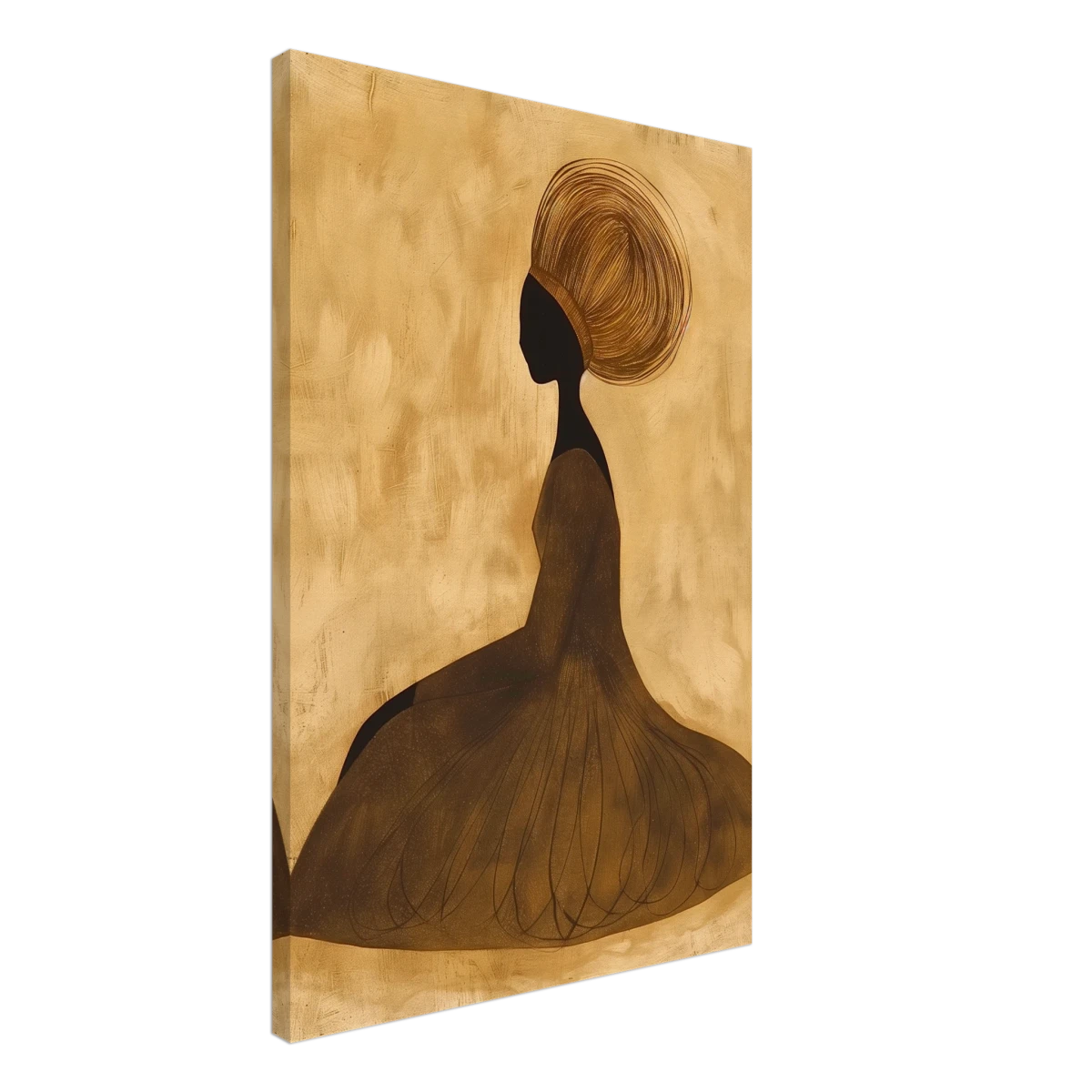 Golden Grace – Afrocentric Minimalist Silhouette Wall Art Print - Canvas - 50x75 cm / 20x30″ -