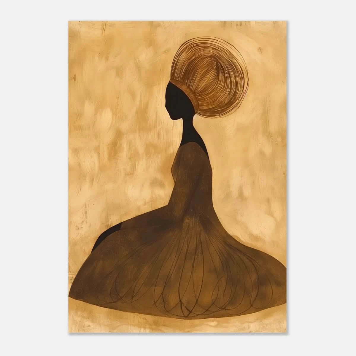 Golden Grace – Afrocentric Minimalist Silhouette Wall Art Print - Aluminum Print - 70x100 cm / 28x40″ -