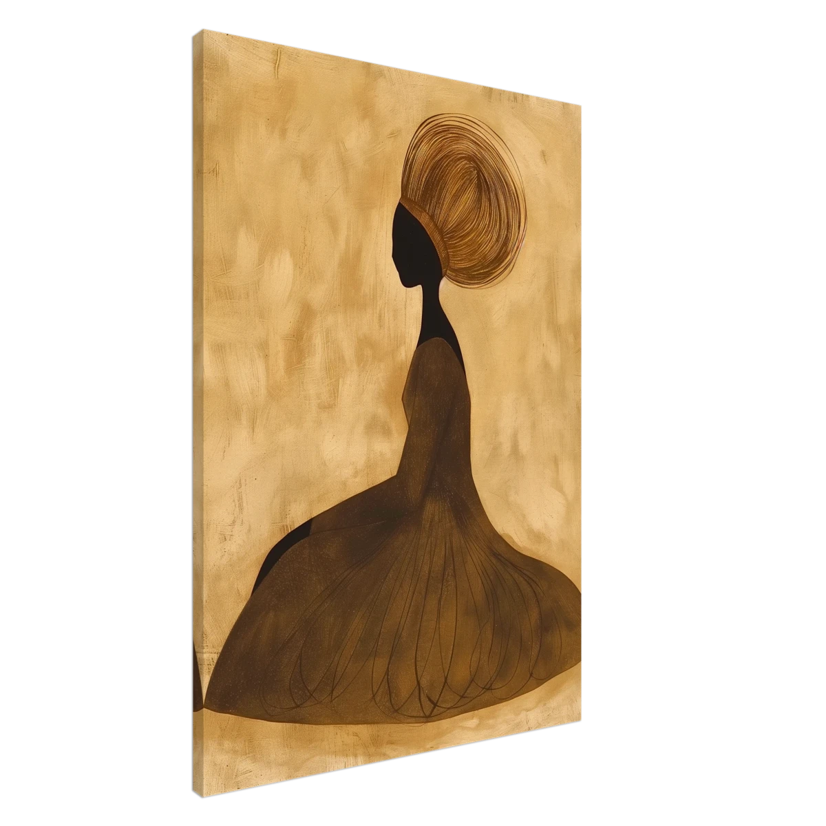 Golden Grace – Afrocentric Minimalist Silhouette Wall Art Print - Canvas - 70x100 cm / 28x40″ -