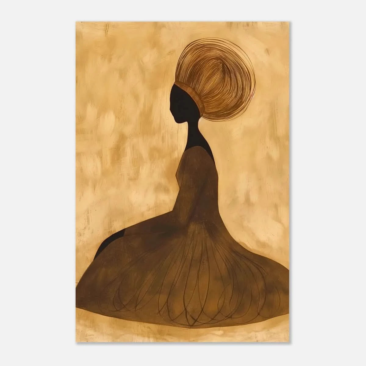 Golden Grace – Afrocentric Minimalist Silhouette Wall Art Print - Aluminum Print - 30x45 cm / 12x18″ -