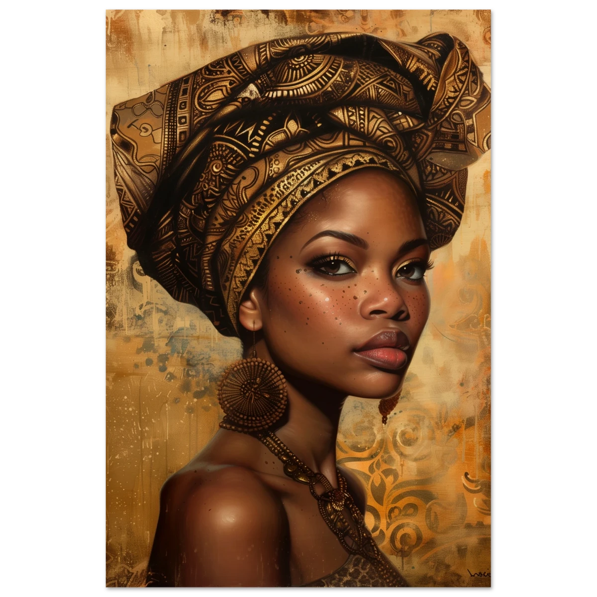 "Golden Heritage" – Regal Portrait Art Print | African Theme wall art print - Wood Prints - 40x60 cm / 16x24″ -