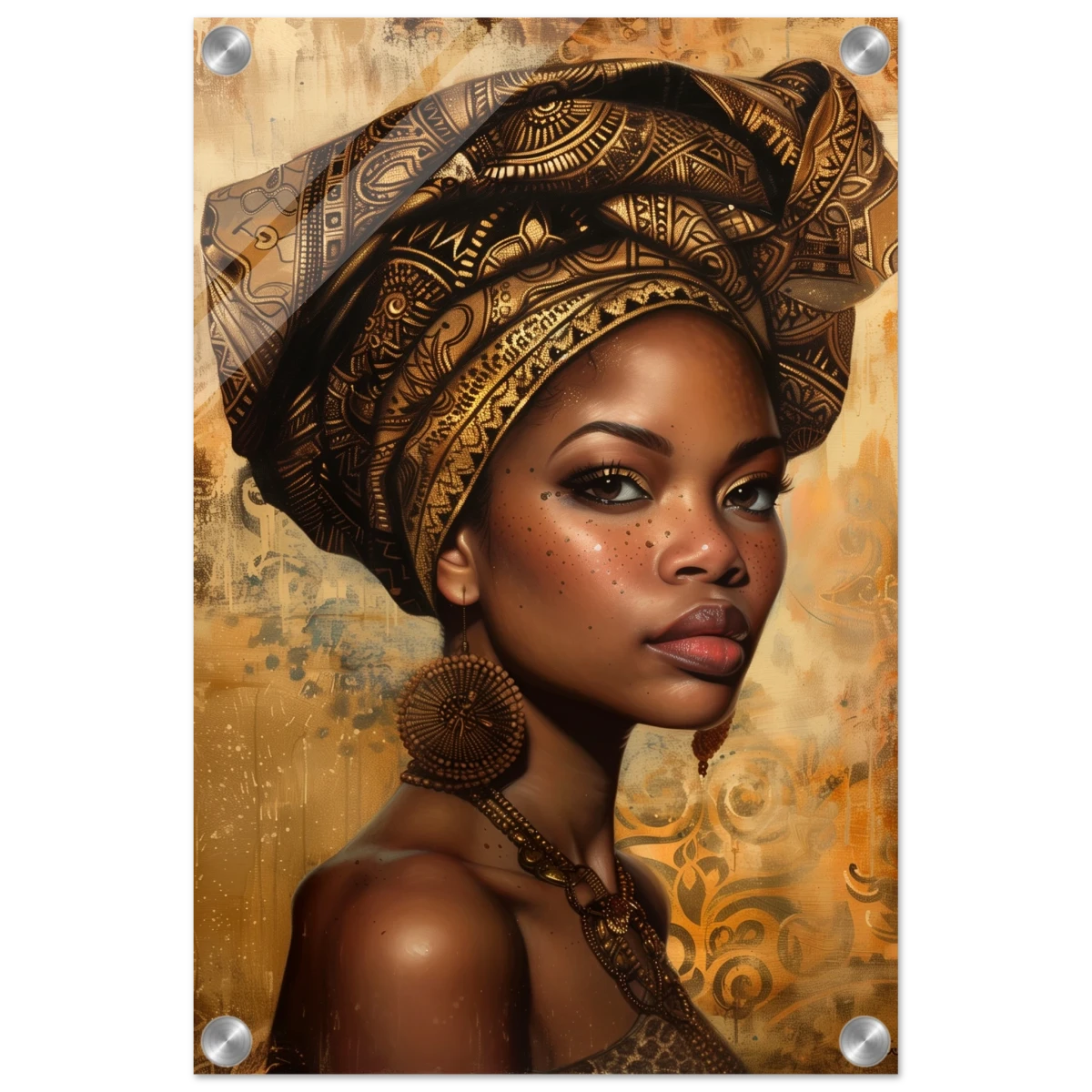 "Golden Heritage" – Regal Portrait Art Print | African Theme wall art print - Acrylic Print - 30x45 cm / 12x18″ -