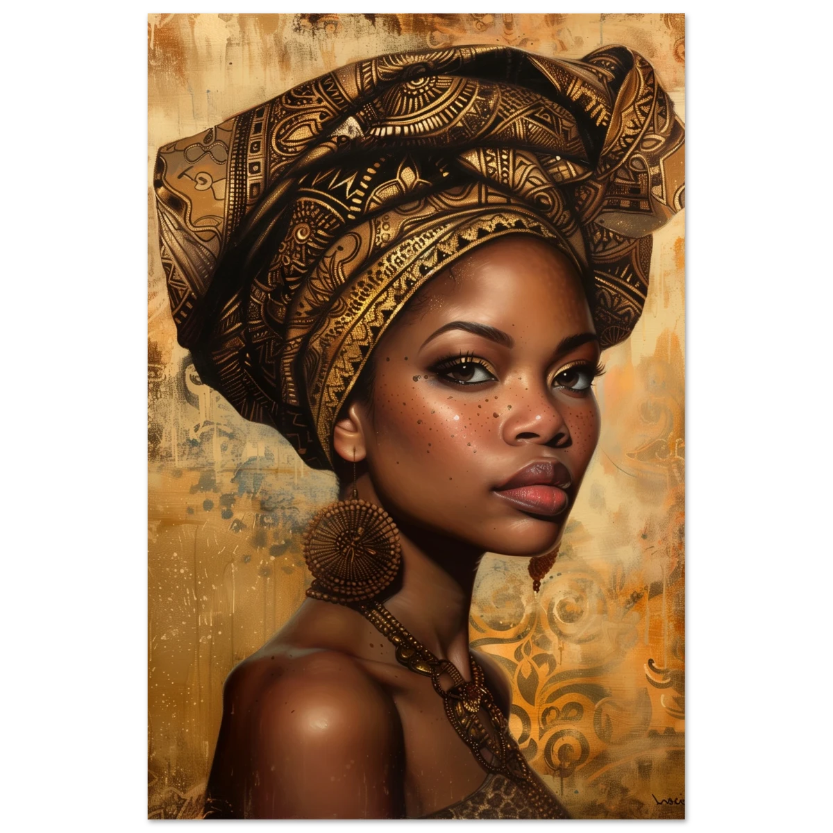 "Golden Heritage" – Regal Portrait Art Print | African Theme wall art print - Fine Art Poster - 30x45 cm / 12x18″ -