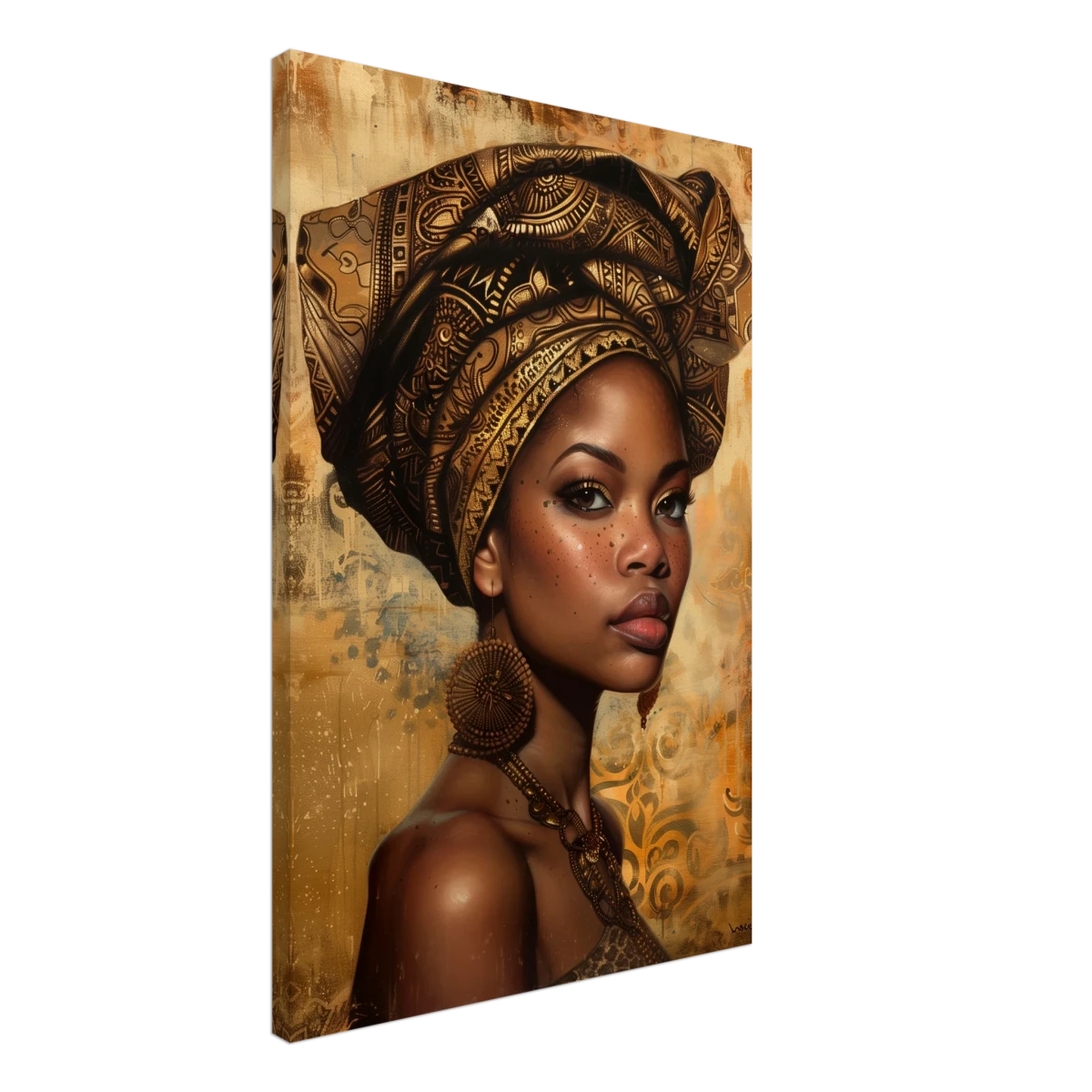 "Golden Heritage" – Regal Portrait Art Print | African Theme wall art print - Canvas - 50x75 cm / 20x30″ -