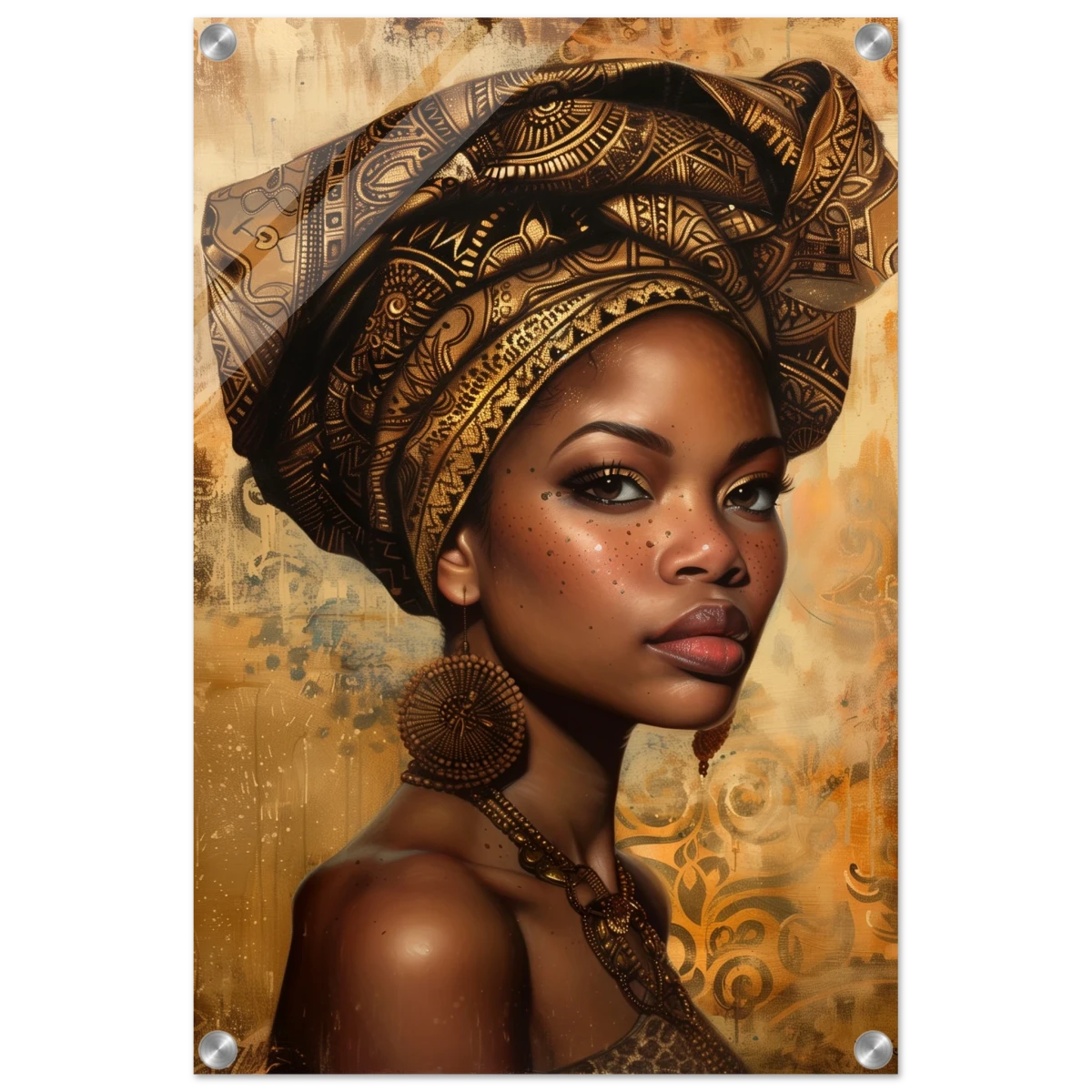 "Golden Heritage" – Regal Portrait Art Print | African Theme wall art print - Acrylic Print - 40x60 cm / 16x24″ -