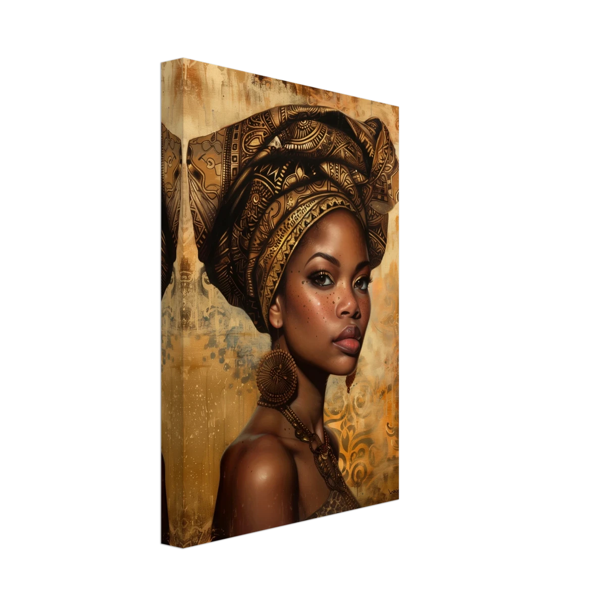 "Golden Heritage" – Regal Portrait Art Print | African Theme wall art print - Canvas - 20x30 cm / 8x12″ -
