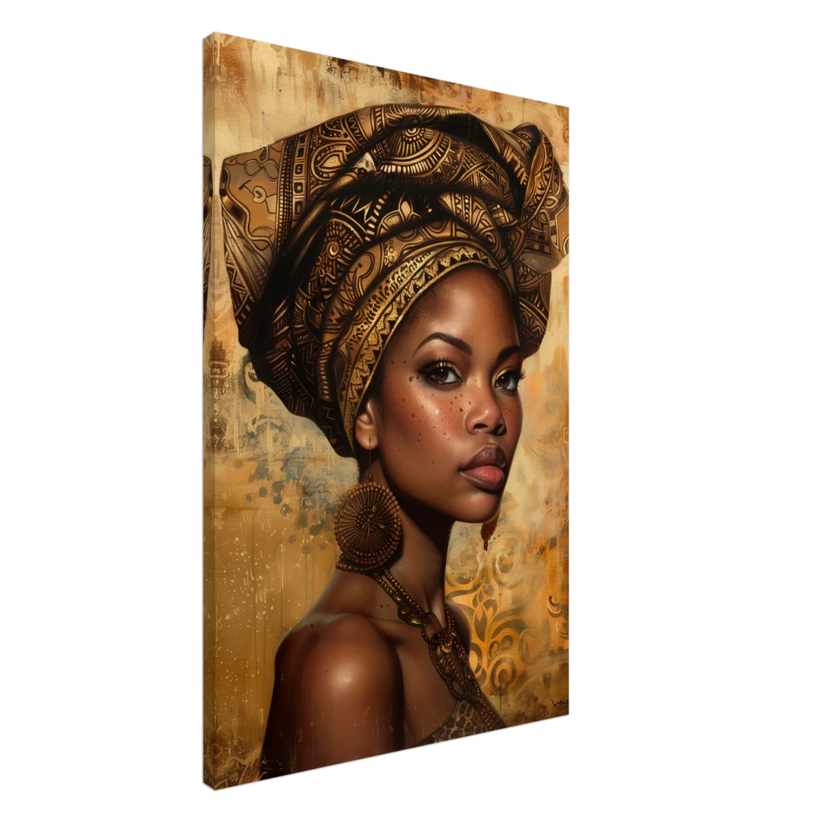 "Golden Heritage" – Regal Portrait Art Print | African Theme wall art print - Canvas - 60x90 cm / 24x36″ -