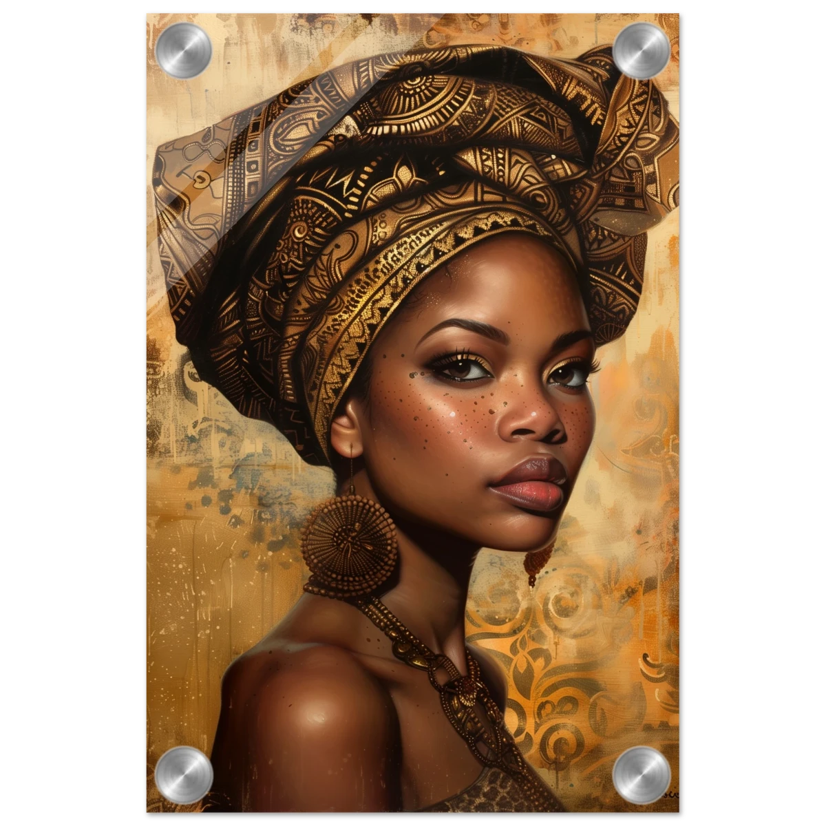 "Golden Heritage" – Regal Portrait Art Print | African Theme wall art print - Acrylic Print - 20x30 cm / 8x12″ -