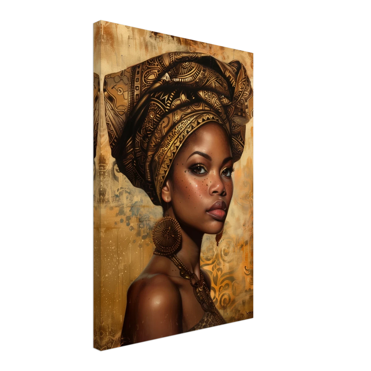 "Golden Heritage" – Regal Portrait Art Print | African Theme wall art print - Canvas - 40x60 cm / 16x24″ -