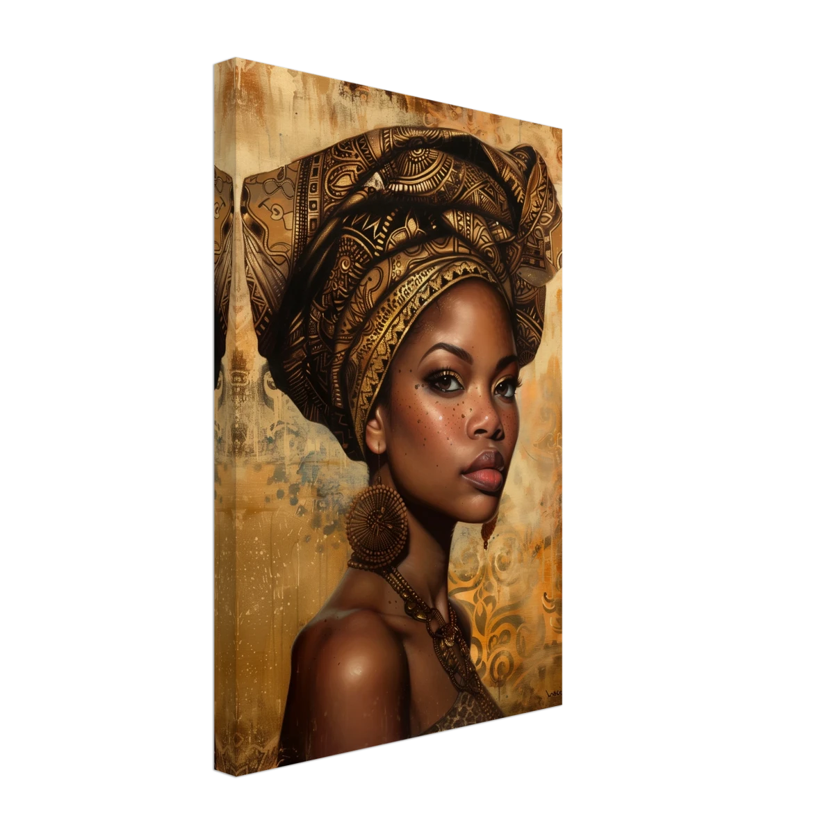 "Golden Heritage" – Regal Portrait Art Print | African Theme wall art print - Canvas - 30x45 cm / 12x18″ -