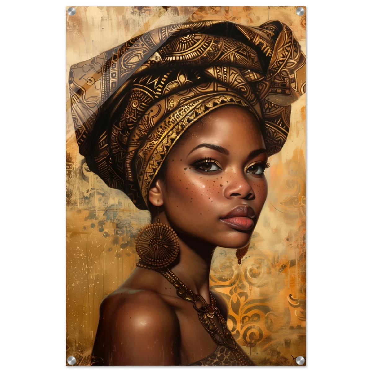 "Golden Heritage" – Regal Portrait Art Print | African Theme wall art print - Acrylic Print - 60x90 cm / 24x36″ -