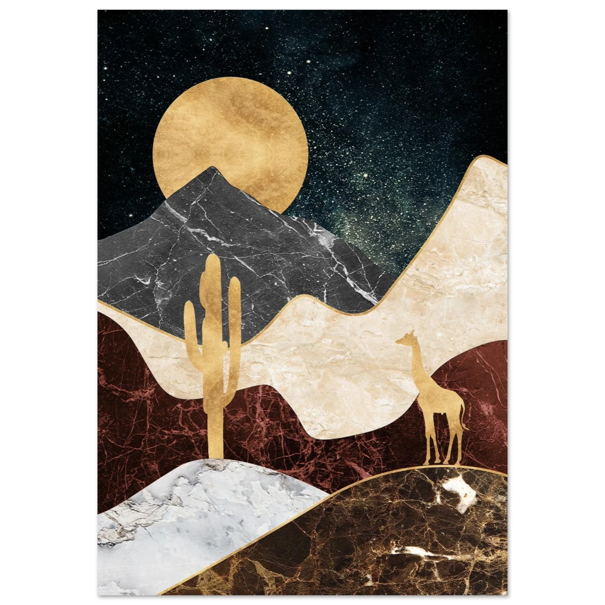 "Golden Horizon Safari" – Abstract Wilderness in Luxe Texture | Wall art Print - Fine Art Poster - 70x100 cm / 28x40″ -