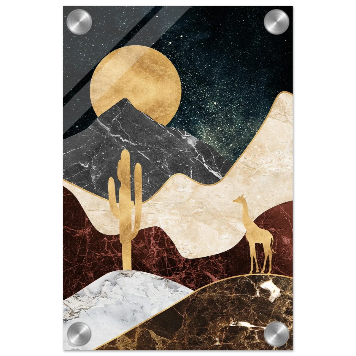 "Golden Horizon Safari" – Abstract Wilderness in Luxe Texture | Wall art Print - Acrylic Print - 20x30 cm / 8x12″ -