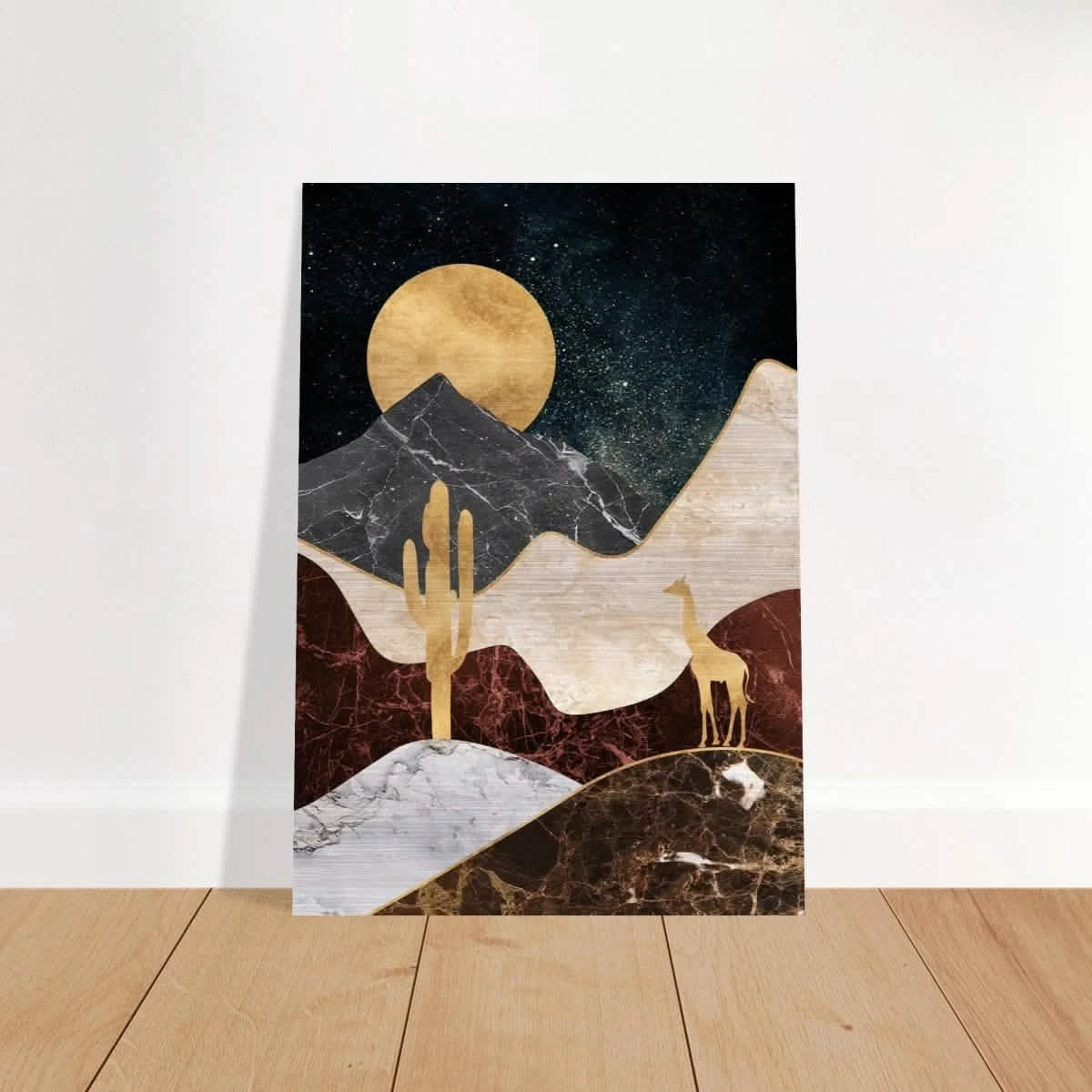 "Golden Horizon Safari" – Abstract Wilderness in Luxe Texture | Wall art Print - Brushed Aluminum Print - 70x100 cm / 28x40″ -