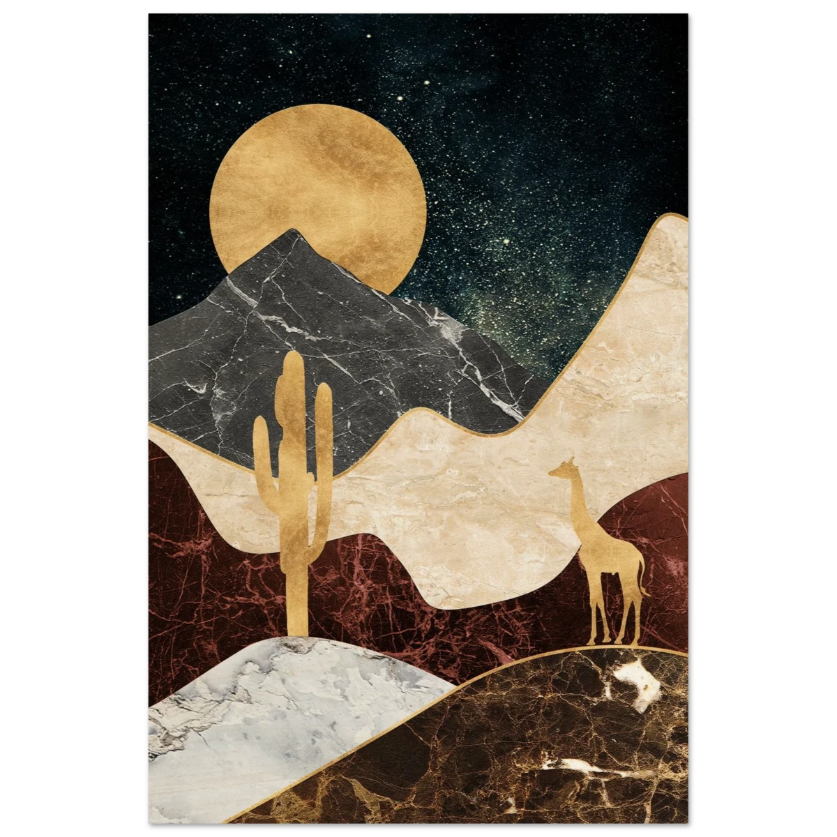 "Golden Horizon Safari" – Abstract Wilderness in Luxe Texture | Wall art Print - Wood Prints - 50x75 cm / 20x30″ -