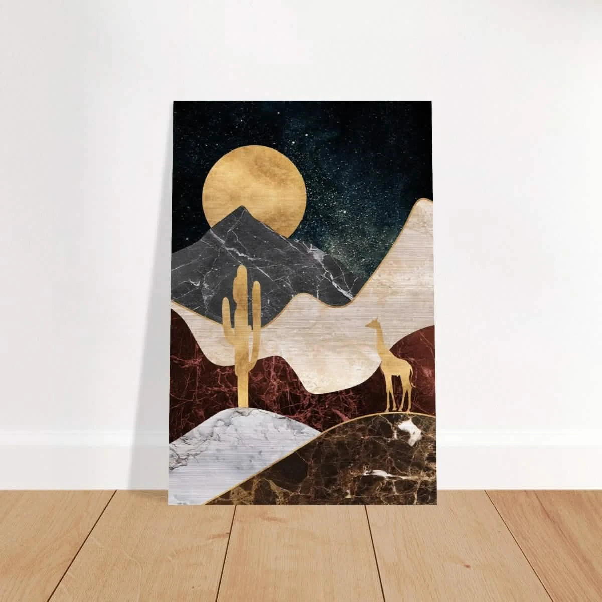 "Golden Horizon Safari" – Abstract Wilderness in Luxe Texture | Wall art Print - Brushed Aluminum Print - 40x60 cm / 16x24″ -