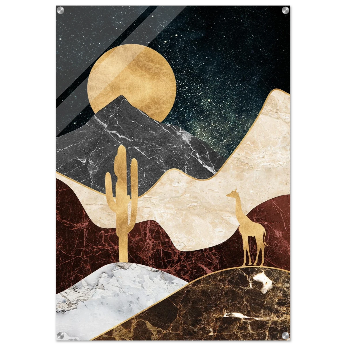 "Golden Horizon Safari" – Abstract Wilderness in Luxe Texture | Wall art Print - Acrylic Print - 70x100 cm / 28x40″ -