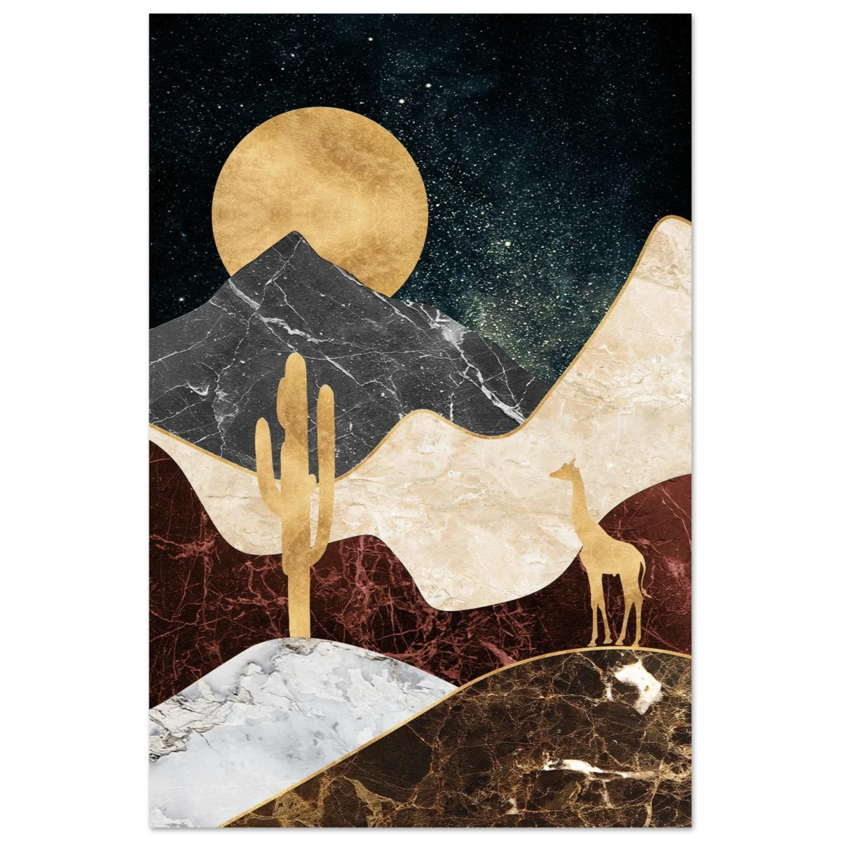 "Golden Horizon Safari" – Abstract Wilderness in Luxe Texture | Wall art Print - Fine Art Poster - 30x45 cm / 12x18″ -