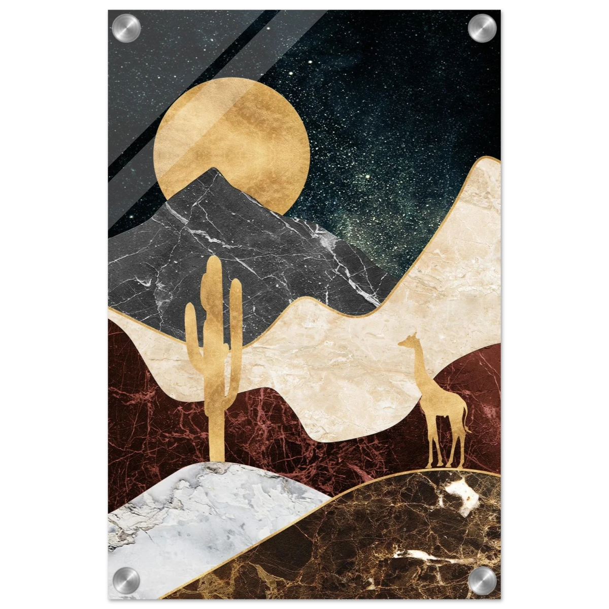 "Golden Horizon Safari" – Abstract Wilderness in Luxe Texture | Wall art Print - Acrylic Print - 30x45 cm / 12x18″ -