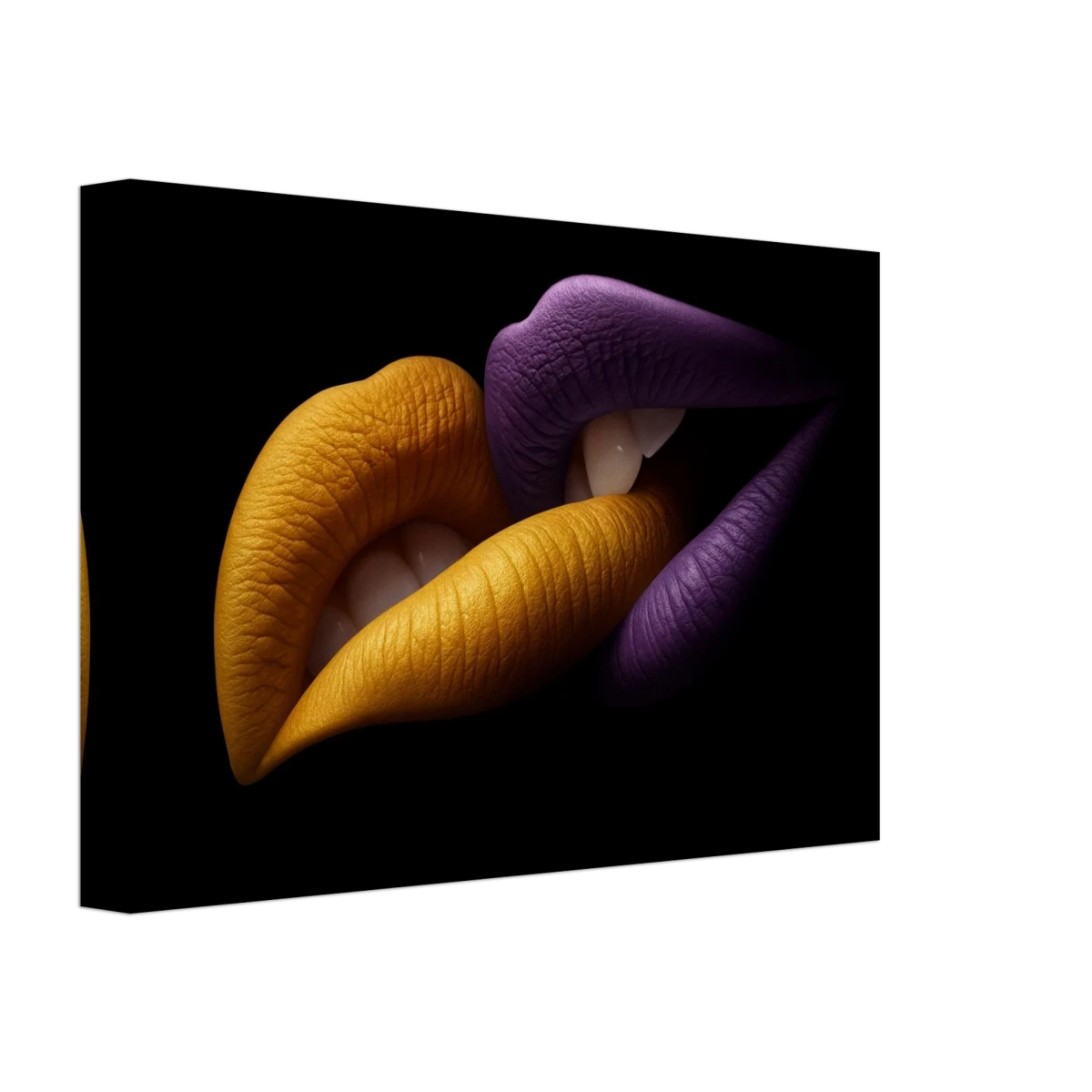 Golden Passion & Violet Desire – Contemporary Lips Wall Art Print - Canvas - 20x30 cm / 8x12″ -